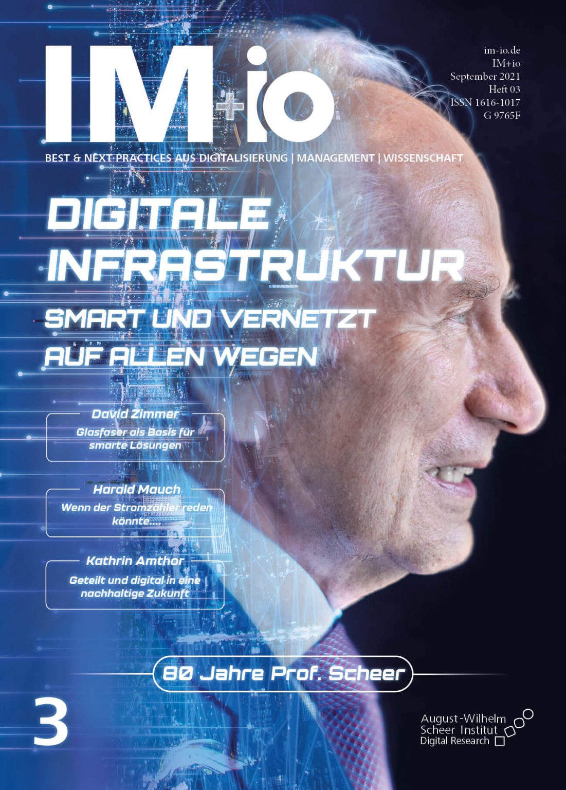 imio Fachmagazin-Cover zur digitalen Infrastruktur mit Prof. Dr. August-Wilhelm Scheer
